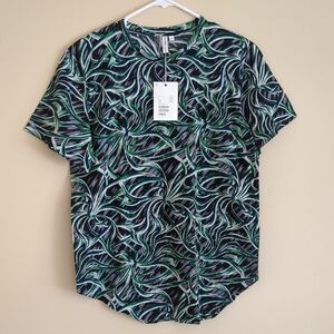 NWT 36 & Other Stories Swirl Print Shirt Short Sleeve Top 100% Cotton